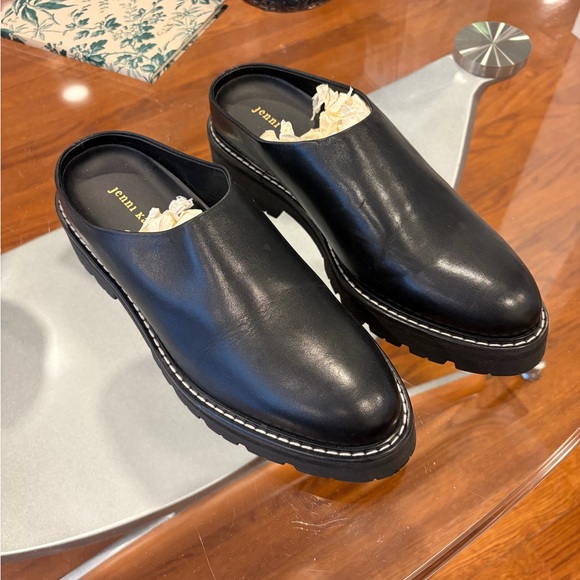 Jenni Kayne Leather Lug Mules Size 9 Black 39 NWOB - Picture 5 of 15